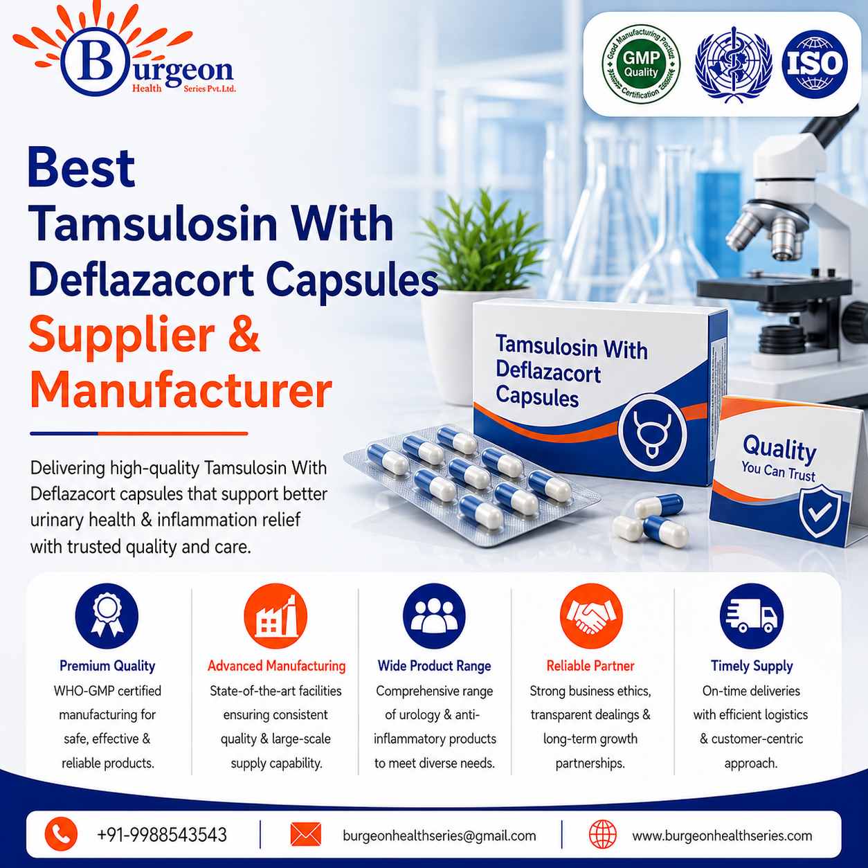 Best Tamsulosin With Deflazacort Capsules Supplier Manufacturer in India